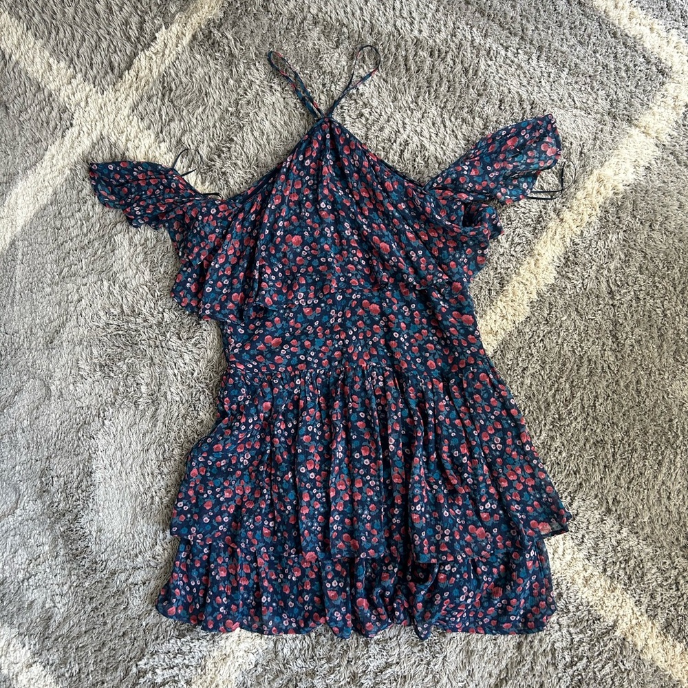 Paige Darya Floral Print Silk Mini Dress
